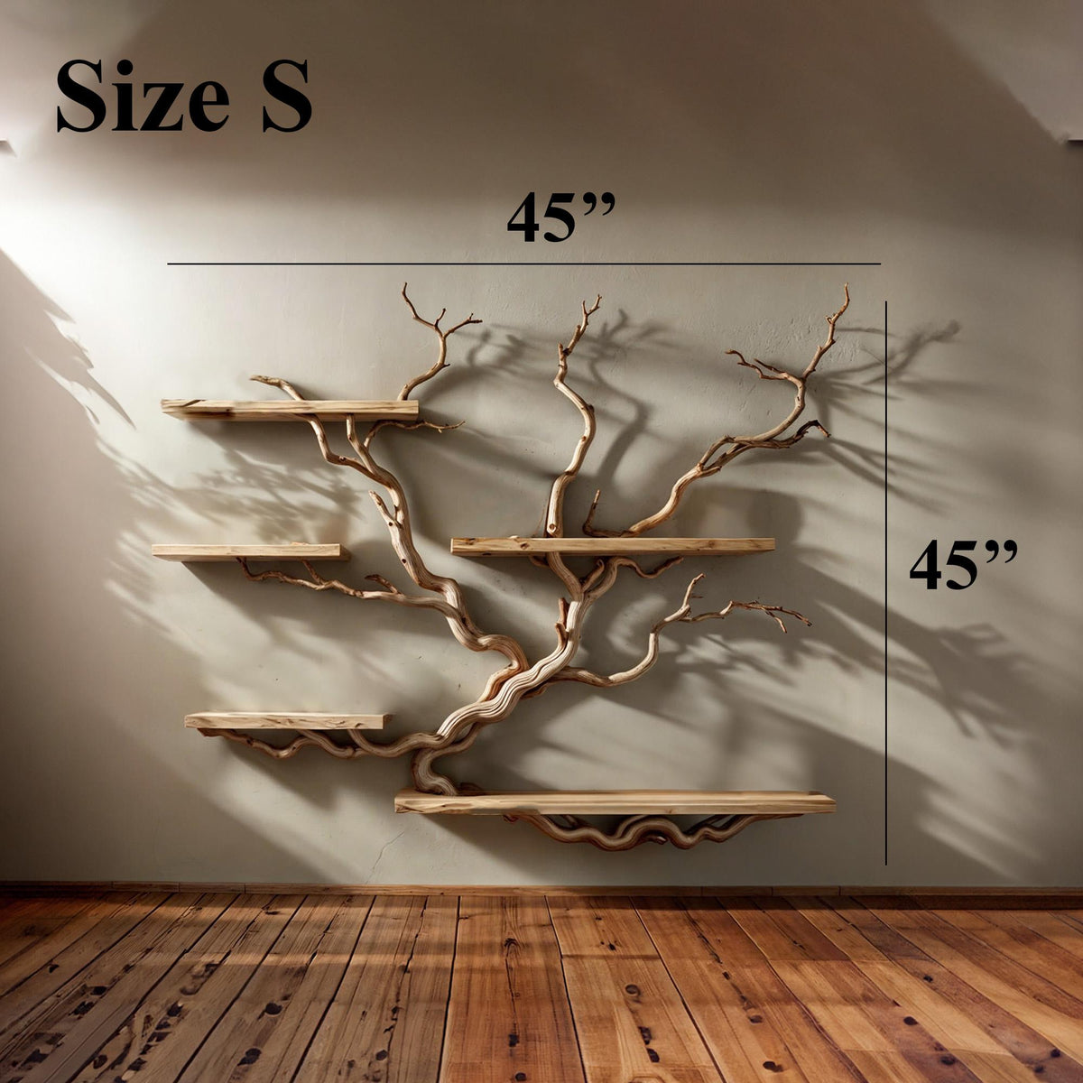Tree Branch Floating Bookshelf with Driftwood Look, Wall Mounted - Image 4