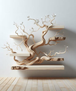 Live Edge Tree Branch Floating Shelf, 80 Inch Wall Display