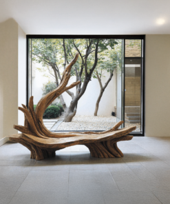 Alternative view of Hand-Sculpted Live Edge Branch Bench for Patio or Entryway