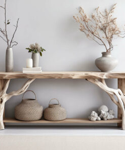 Alternative view of Rustic Modern Natural Wood Console Table with Clean Lines