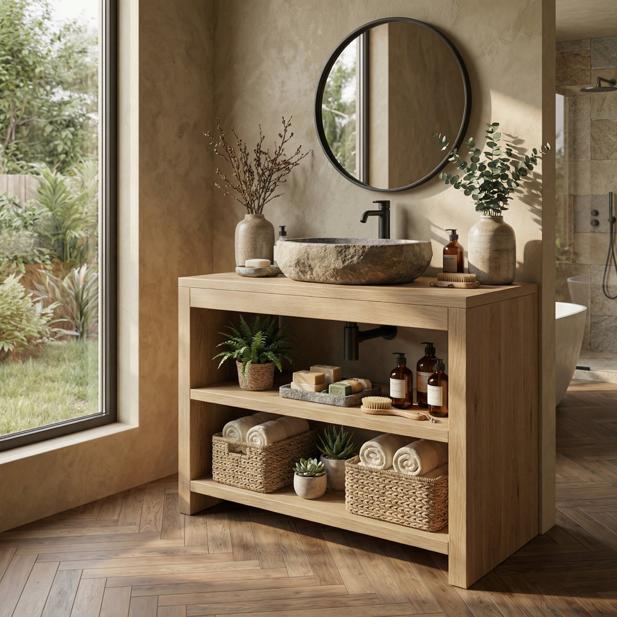 Custom Live Edge Wood Bathroom Vanity Cabinet, With or Without Sink - Image 5