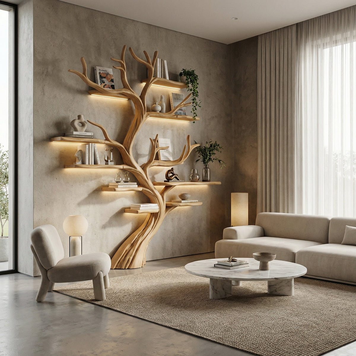 Driftwood-Style Tree Branch Wall Shelf in Rustic Solid Wood - Image 4