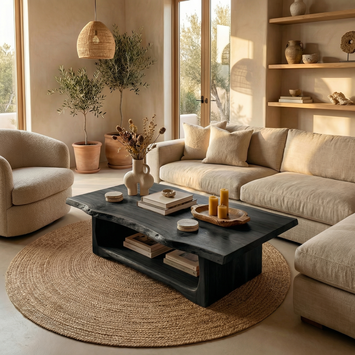 Monkey Pod Live Edge Coffee Table with Rustic Finish - Image 5