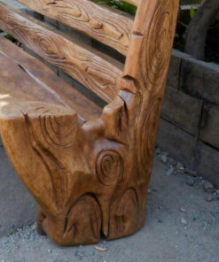 Alternative view of Rustic Solid Log Wood Garden Bench with Backrest for Patio