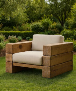 Alternative view of Rustic Solid Wood Outdoor Sofa Set for Garden and Patio Lounging