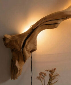 Alternative view of Rustic Driftwood Wall Sconce with Lampshade for Living Room