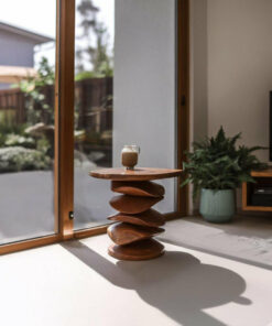Alternative view of Sculptural Solid Wood Side Table for Living Room or Balcony