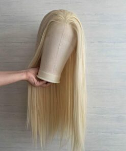 Platinum Blonde Long Straight Lace Front Wig BE78