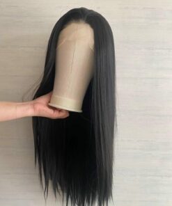 Jet Black Long Straight Lace Front Wig BE79