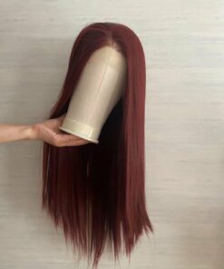 Dark Red Long Straight Lace Front Wig BE82