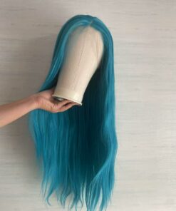 Teal Blue Long Straight Lace Front Wig BE68