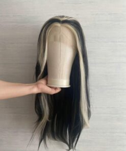 Black Platinum Highlight Straight Wig BE83