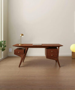 Alternative view of Mid-Century Solid Oak Desk for Home Office and Study