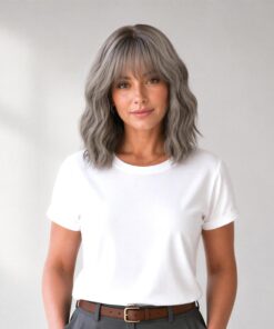 Salt And Pepper Grey Wavy Short Wig BE101