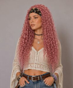 Long Curly Pink Headband Wig BE72