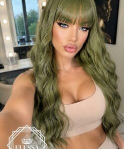 Elven Green Long Wavy Wig BE70