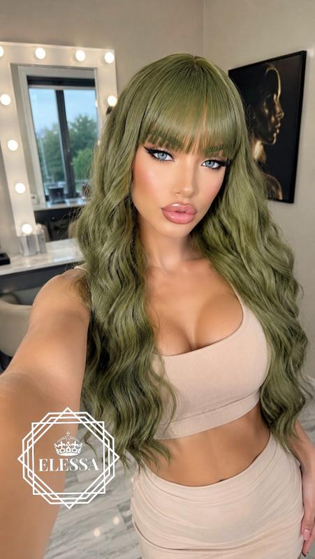 Elven Green Long Wavy Wig BE70