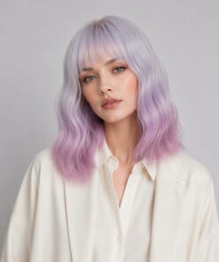 Lavender Ombre Short Wavy Wig BE63