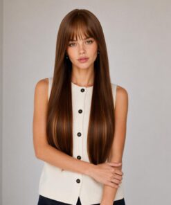 Caramel Highlight Brown Straight Wig BE88