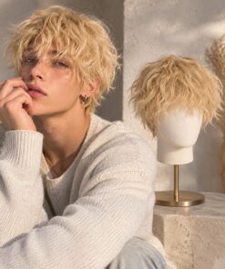 Fluffy Curly Blonde Brown Anime Wig BE73