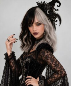 Black Ash Pink Gothic Bob Wig BE76