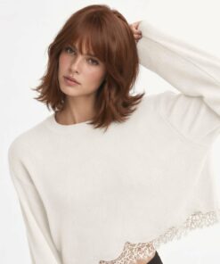 Copper Brown Flicked Wig With Wispy Bangs BE100