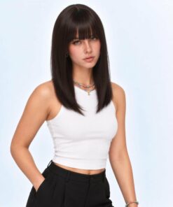 Dark Brown Straight Wig With Bangs BE84