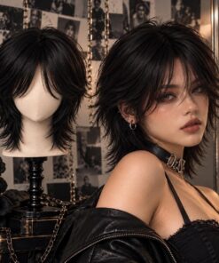 Black Wolf Cut Shag Wig BE74