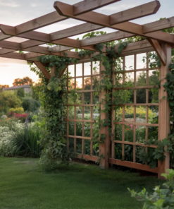 Rustic Solid Wood Garden Pergola Trellis for Patio or Yard