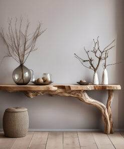 Alternative view of Rustic Live Edge Solid Wood Side Console for Modern Spaces