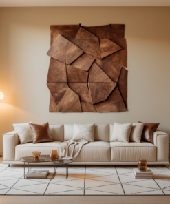 Alternative view of Solid Wood Geometric Wall Art with Layered Faceted Panels