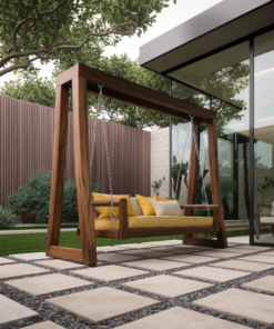 Alternative view of Contemporary Solid Wood A-Frame Outdoor Swing Bench for Patio