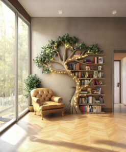 Alternative view of Natural Tree Branch Floating Bookshelf for Living Room Wall