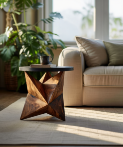 Alternative view of Solid Wood Organic Side Table with Hand Polished Finish