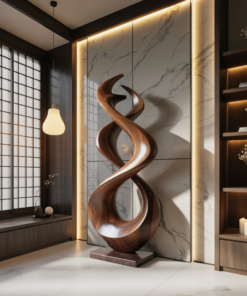 Alternative view of Rustic Abstract Solid Wood Flame Sculpture for Garden or Patio
