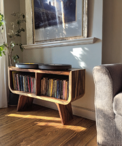 Alternative view of Minimalist Low Wood Record Player Stand for Living Room