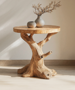 Handcrafted Natural Wood End Table with Wax and Oil Finish