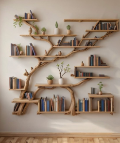 Alternative view of Modern Tree Wall Bookshelf with Floating Branch Shelves, Two Styles