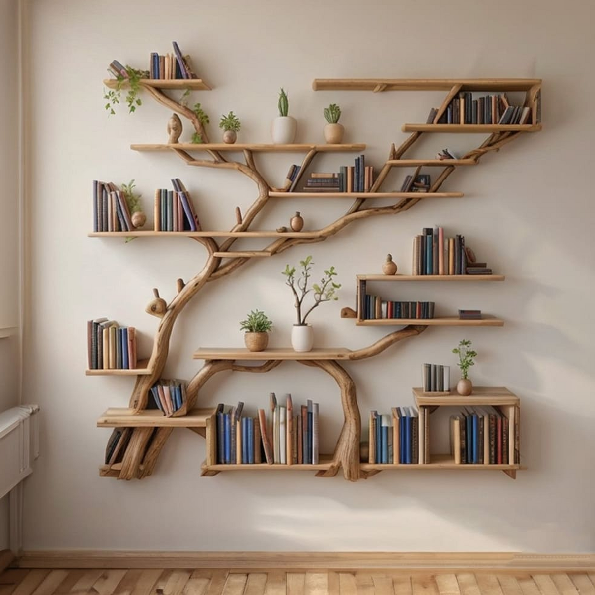 Modern Tree Wall Bookshelf with Floating Branch Shelves, Two Styles - Image 2