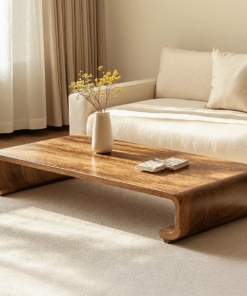 Minimalist Natural Wood Coffee Table with Low Profile Legs