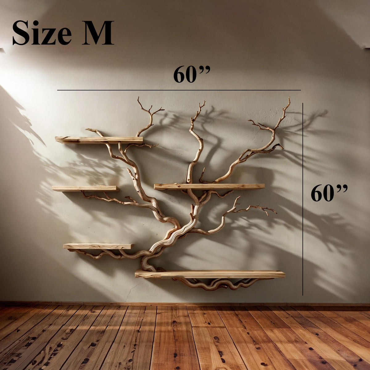 Tree Branch Floating Bookshelf with Driftwood Look, Wall Mounted - Image 5