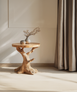 Alternative view of Handcrafted Natural Wood End Table with Wax and Oil Finish