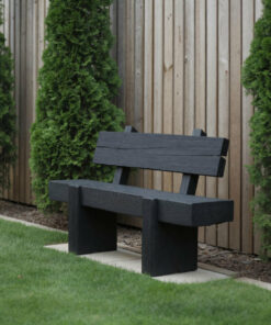 Charred Solid Wood Outdoor Bench with Reclined Backrest
