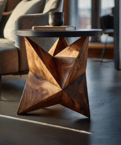 Solid Wood Organic Side Table with Hand Polished Finish