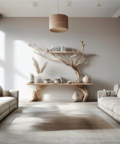 Alternative view of Driftwood Narrow Console Table with Tree Branch Bookshelf Base
