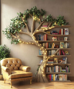 Natural Tree Branch Floating Bookshelf for Living Room Wall