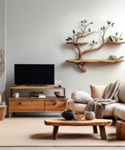 Alternative view of Compact Wood Tree Branch Floating Bookcase for Small Walls