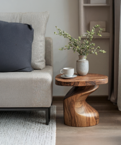 Alternative view of Handcrafted Natural Wood End Table with Oil and Wax Finish