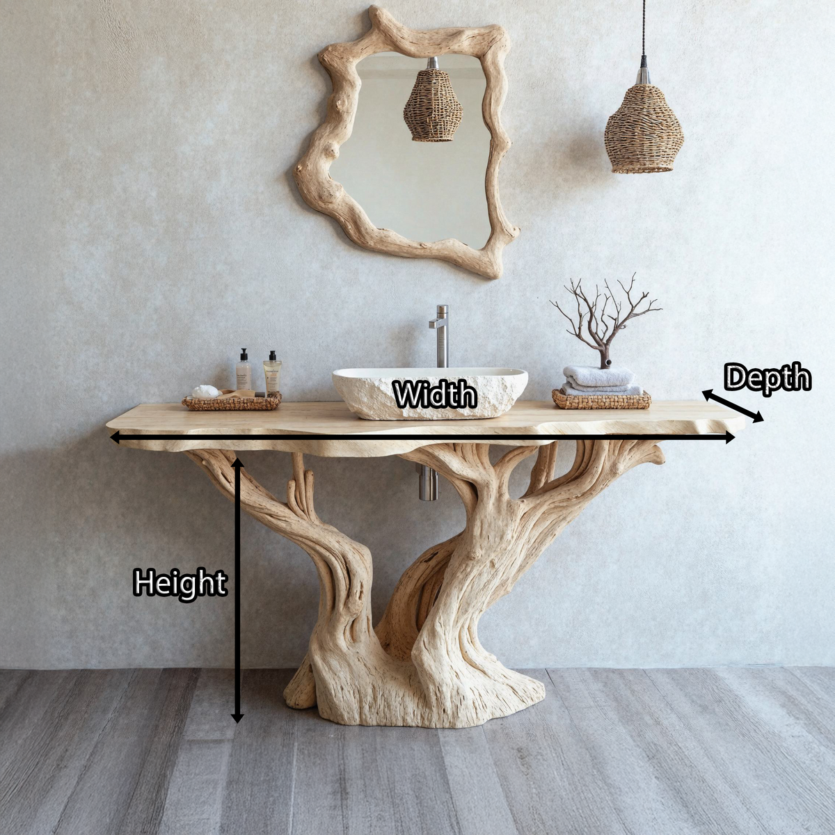 Reclaimed Wood Live Edge Bathroom Vanity Top, Natural Finish - Image 5