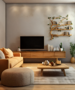 Alternative view of Wall-Mounted Tree Branch Bookcase with Floating Wood Shelves